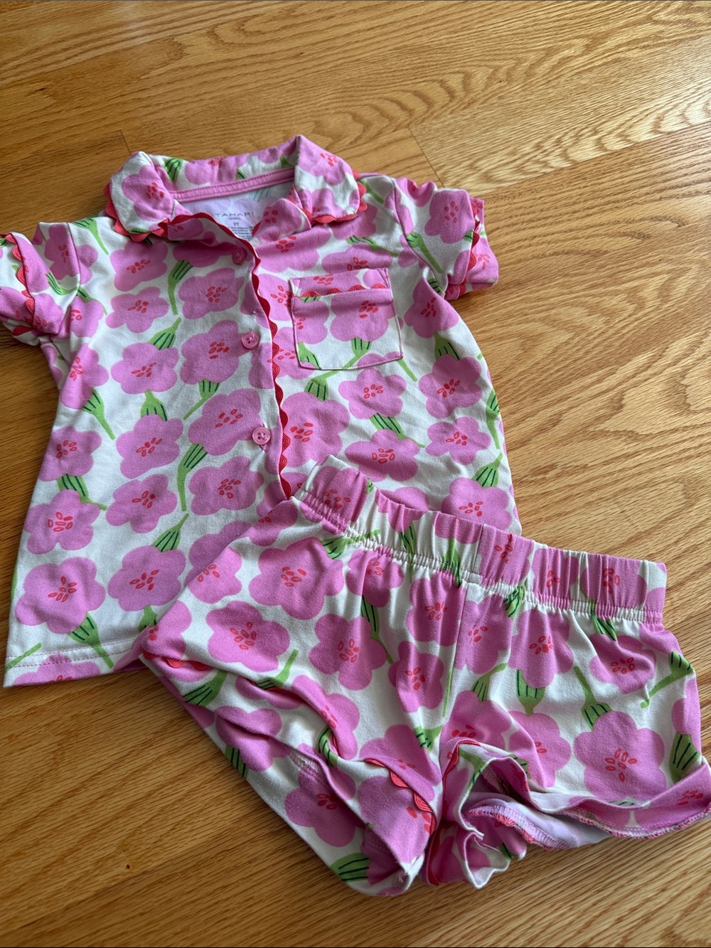 Kids Pink Floral Short Pajama Set
